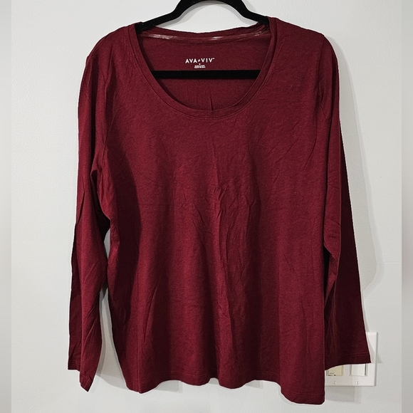 Ava & Viv long sleeve blouse 1 X Maroon NWT - Picture 2 of 5